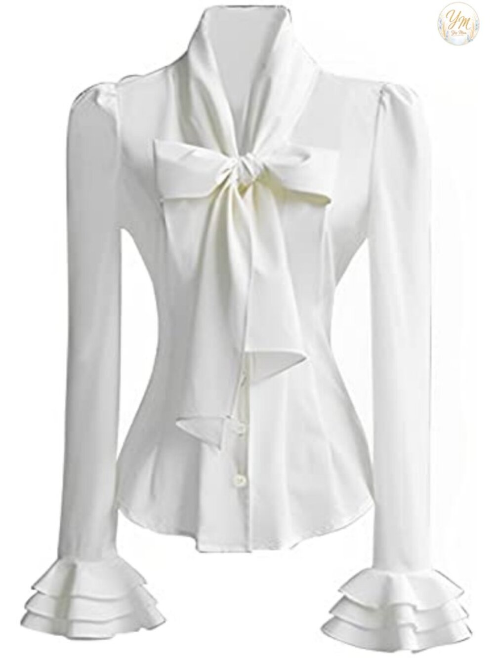 Victorian Blouse Bow Tie Neck Long Sleeve Renaissance Shirt Top